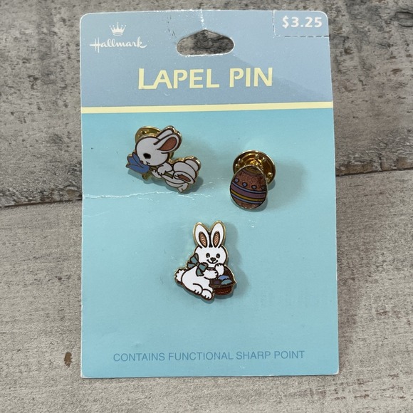 Hallmark 1980's Easter Lapel Pins, Easter Bunny, Easter Egg Vintage Collectible‎ - Picture 1 of 9